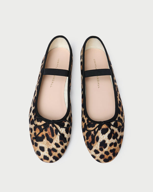Leonie Leopard Jersey Ballet Flat in leopard print jersey fabric.
