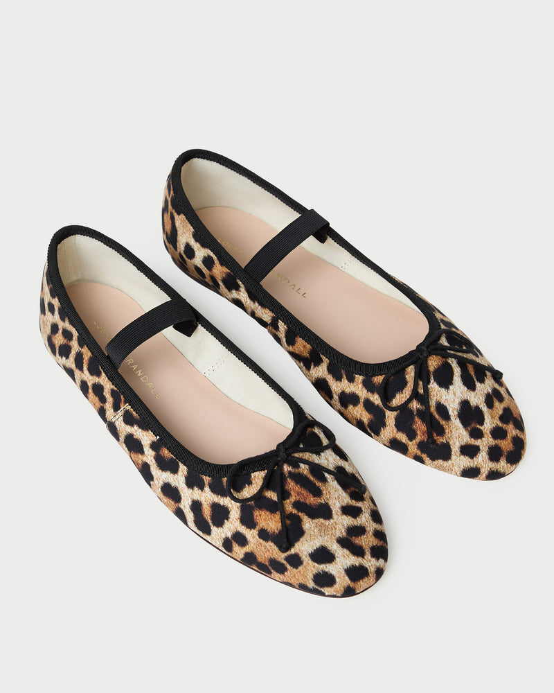 Leonie Leopard Jersey Ballet Flat in leopard print jersey fabric.