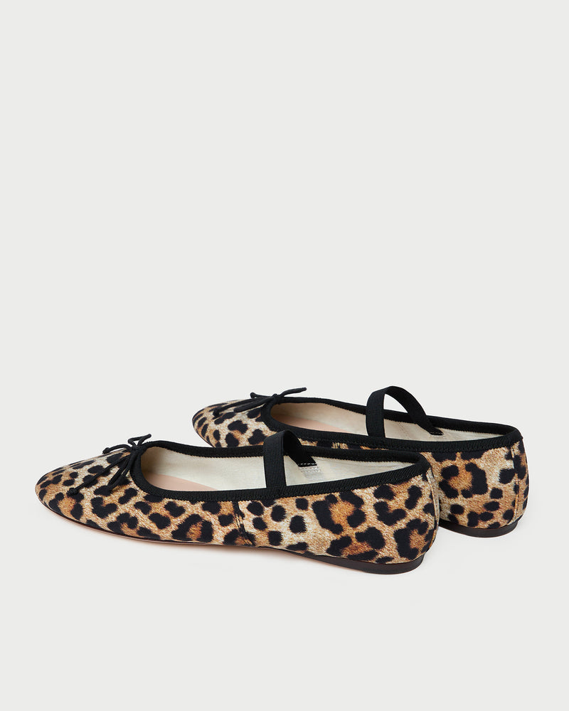Leonie Leopard Jersey Ballet Flat in leopard print jersey fabric.