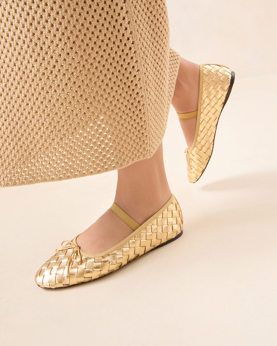 ballet flat white gold tweed black grosgrain main image 0