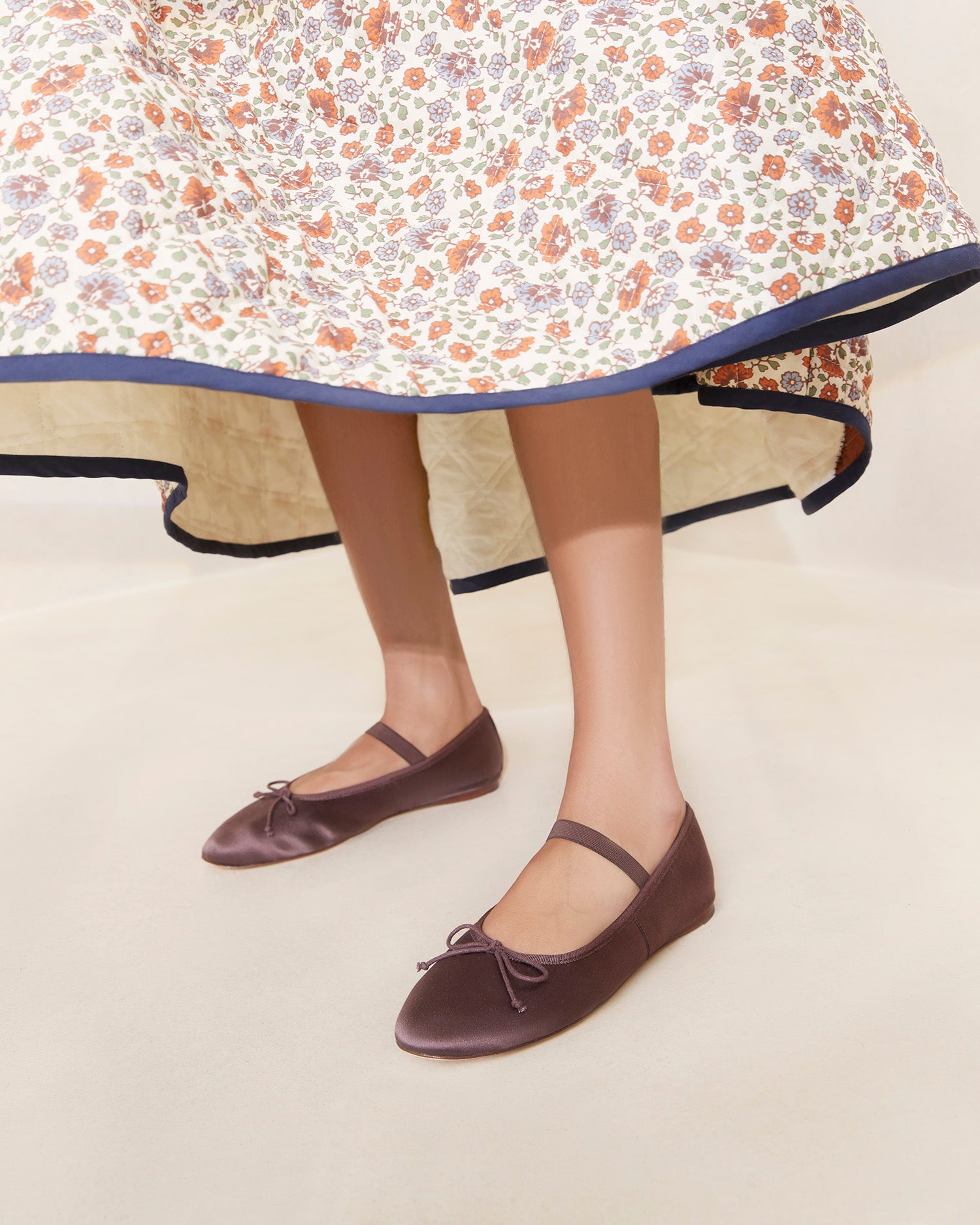 Leonie Chocolate Satin Ballet Flat l Flats l Footwear