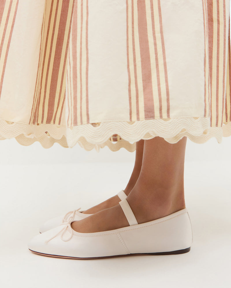 Leonie Cream Ballet Flat in cream satin.