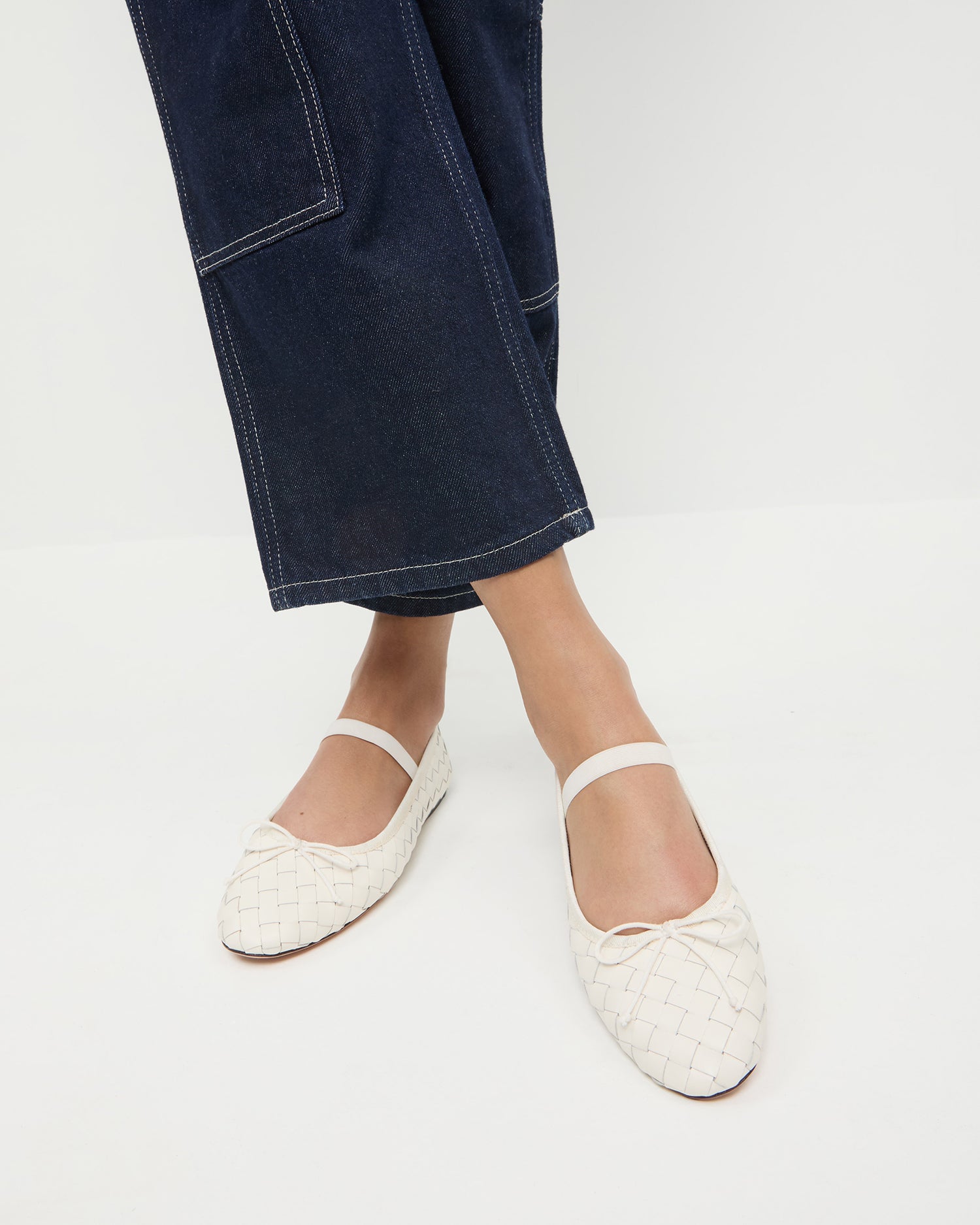 Leonie Cream Woven Ballet Flat Flats Footwear