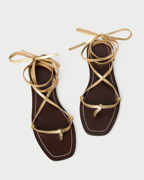 Lianna Gold/Espresso Lace-Up Sandal | Footwear