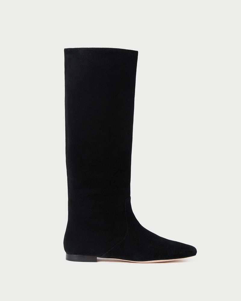 Lillian Black Suede Tall Boot in black suede.