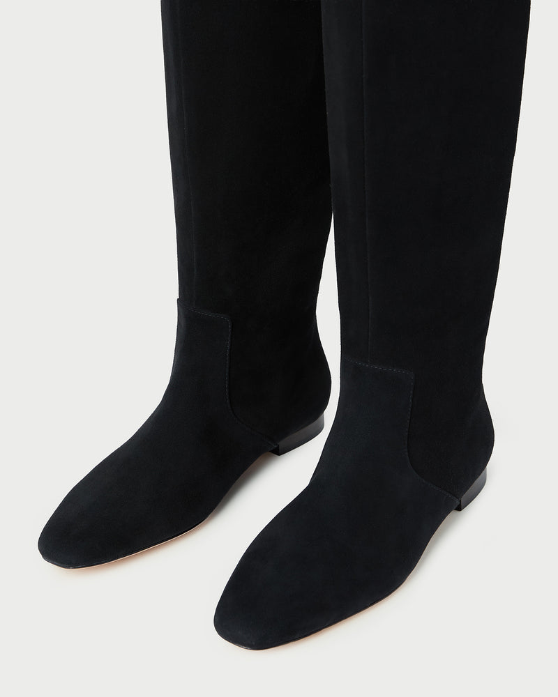 Lillian Black Suede Tall Boot in black suede.