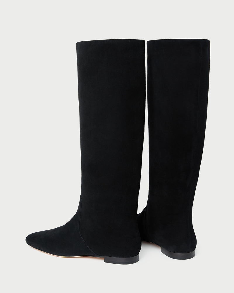 Lillian Black Suede Tall Boot in black suede.