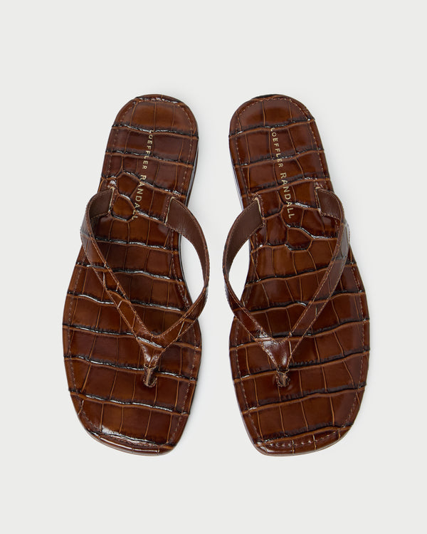 Lina Espresso Leather Flip Flop in espresso brown leather.