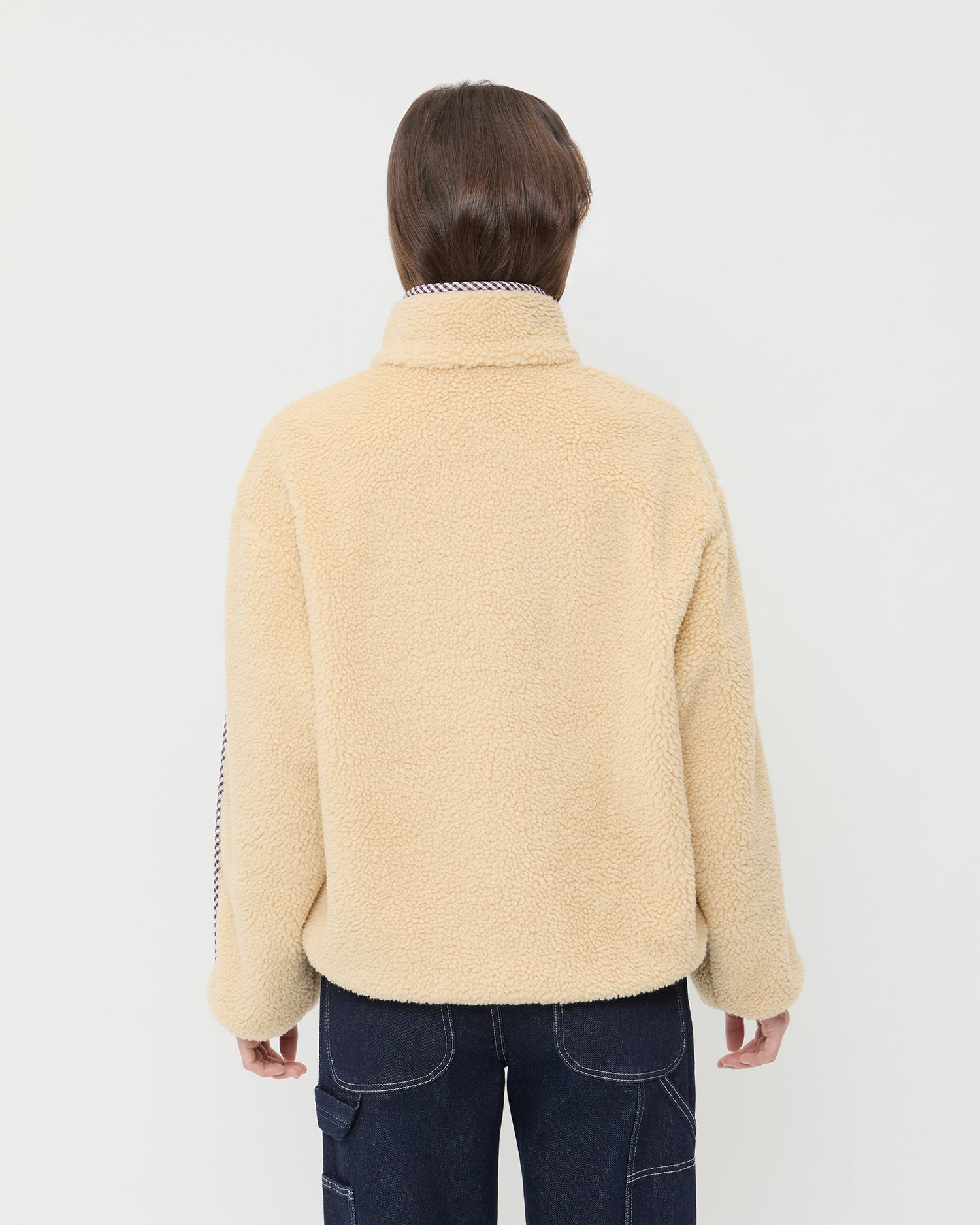 Liz Brown Gingham Floral Fleece | Outerwear | Apparel