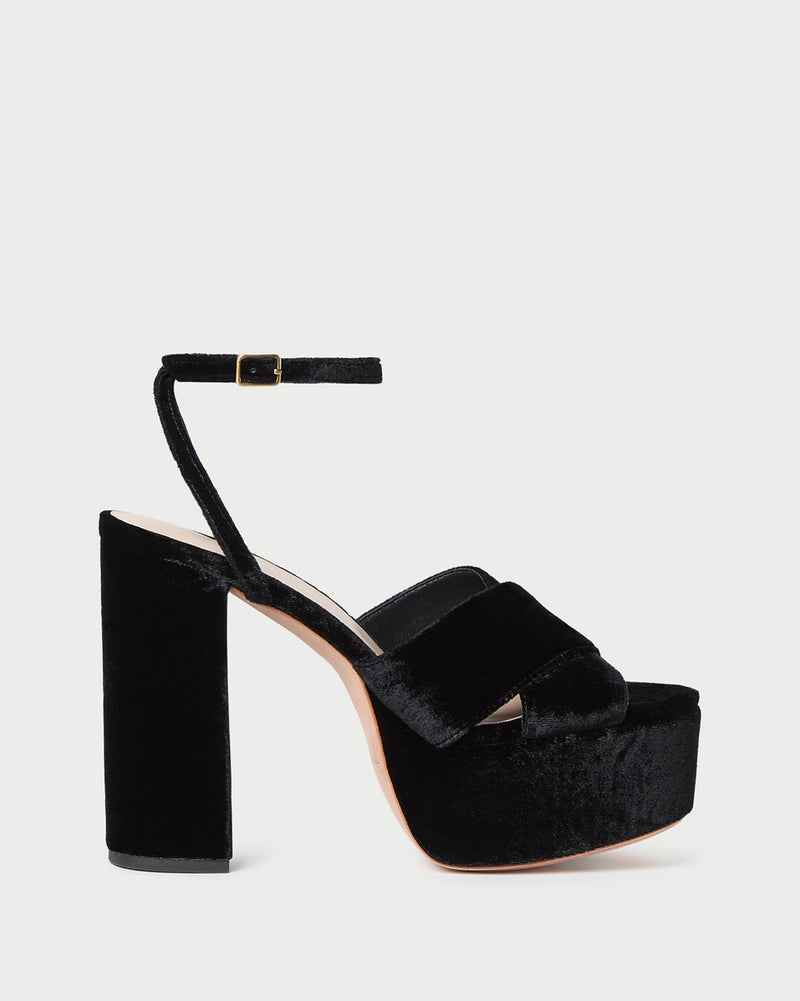 Loretta Black Velvet Platform Sandal