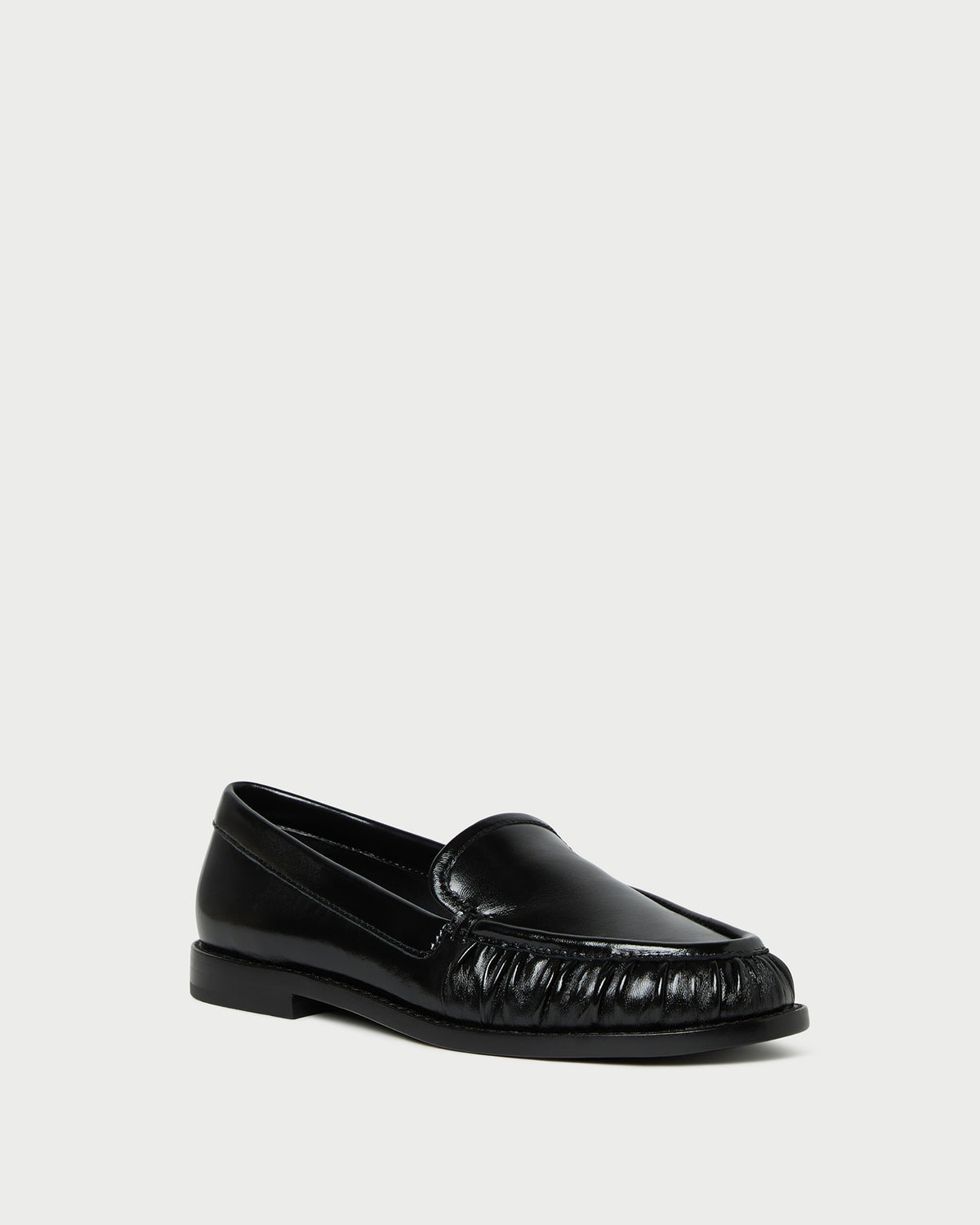 Lucille Black Leather Loafer in black leather.