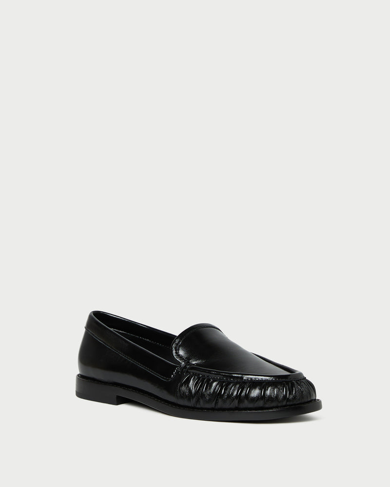 Lucille Black Leather Loafer in black leather.