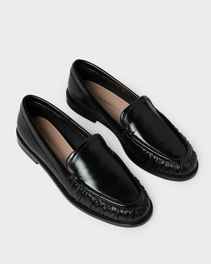 Lucille Black Leather Loafer in black leather.