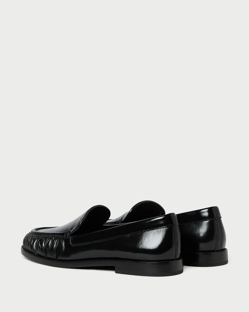 Lucille Black Leather Loafer in black leather.