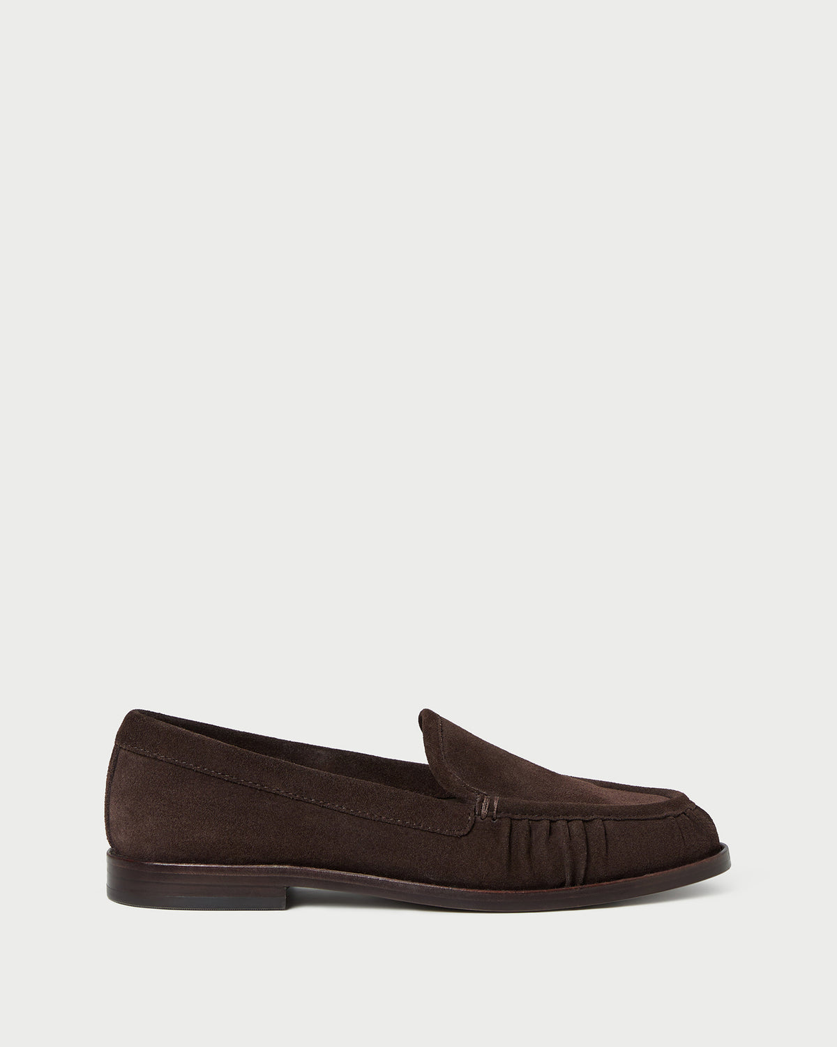Lucille Brown Suede Loafer in brown suede.