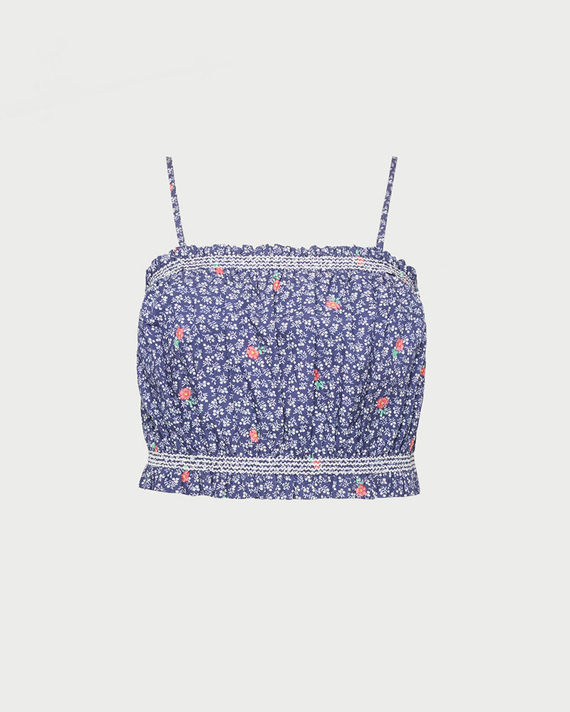 Maggie Camisole in navy floral cotton.