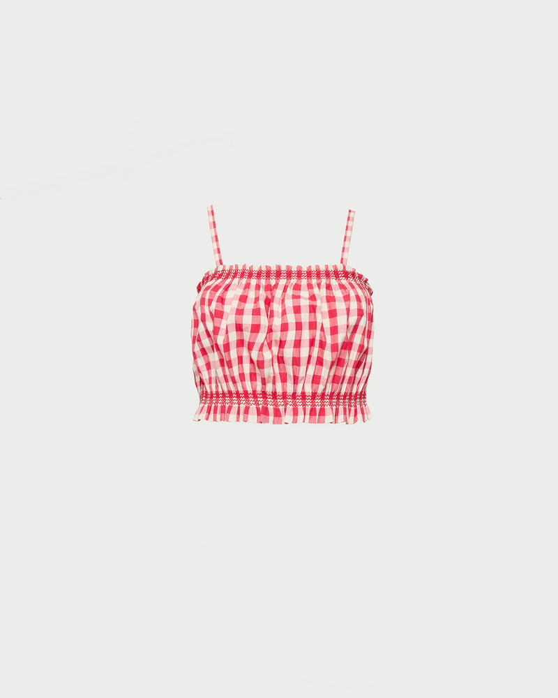 Maggie Camisole in red gingham cotton.