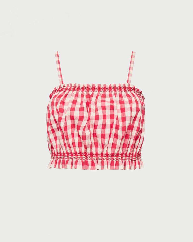 Maggie Camisole in red gingham cotton.