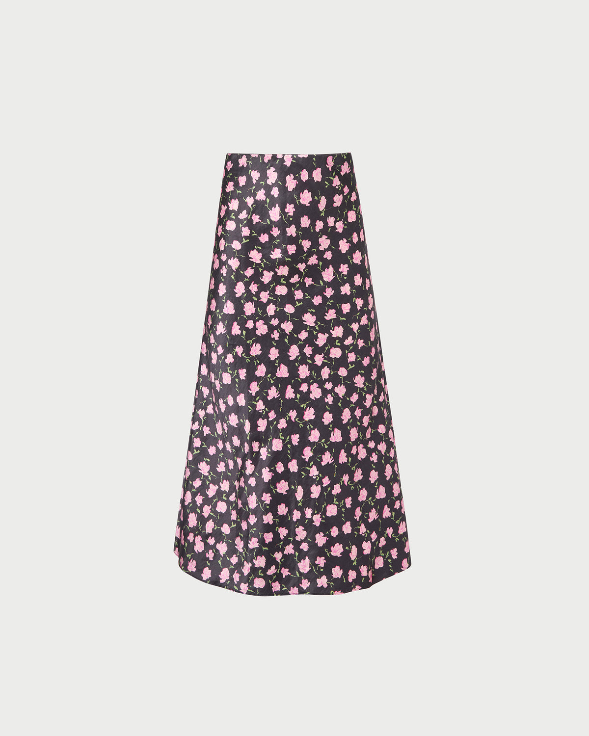 Mandy Midi Skirt in black rosette textured fabric.