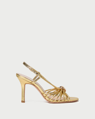 Mareka Gold Leather Heeled Sandal | Footwear
