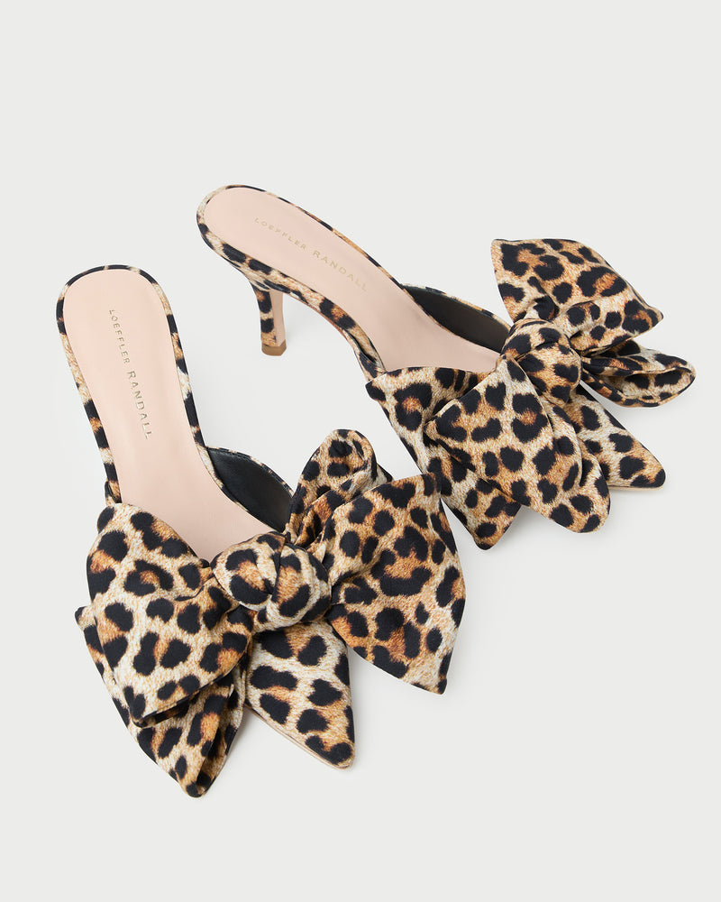 Margot Leopard Jersey Bow Mule in leopard print jersey.