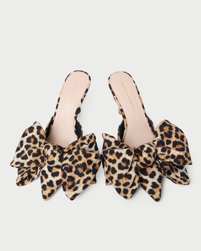 Margot Leopard Jersey Bow Mule in leopard print jersey.