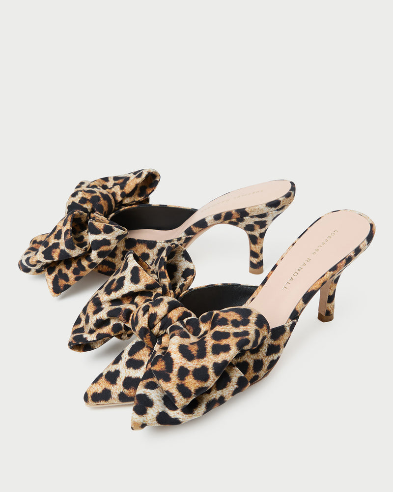 Margot Leopard Jersey Bow Mule in leopard print jersey.