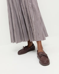 Minnie Espresso Woven Leather Moccasin