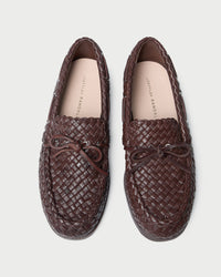Minnie Espresso Woven Leather Moccasin