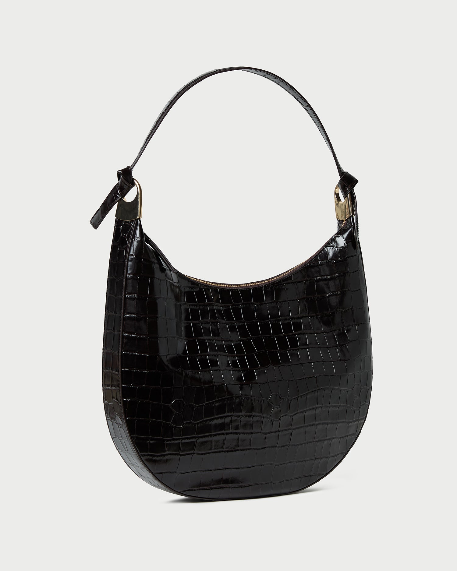 バッグ Roen leather west shoulderbag crocodile Women's Crocodile Genuine Leather Minimalist Lock Top Handle Bag