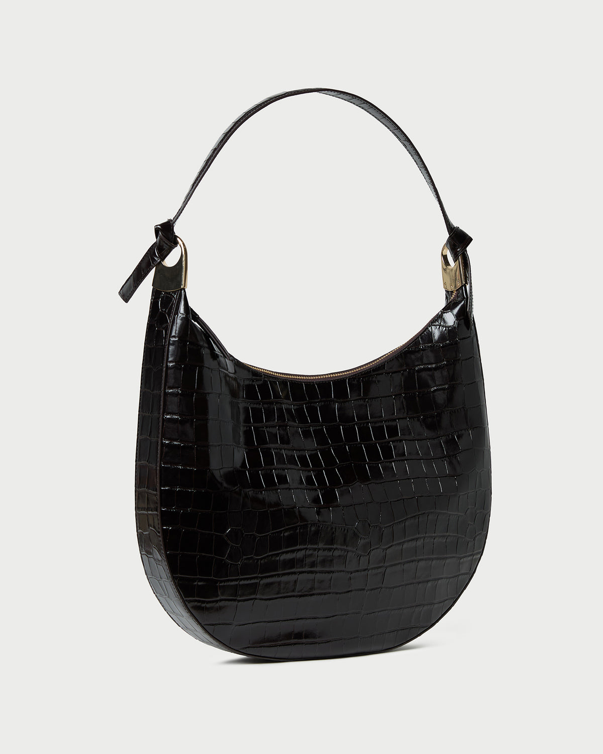 Morgan Crocodile Leather Shoulder Bag in crocodile black leather.
