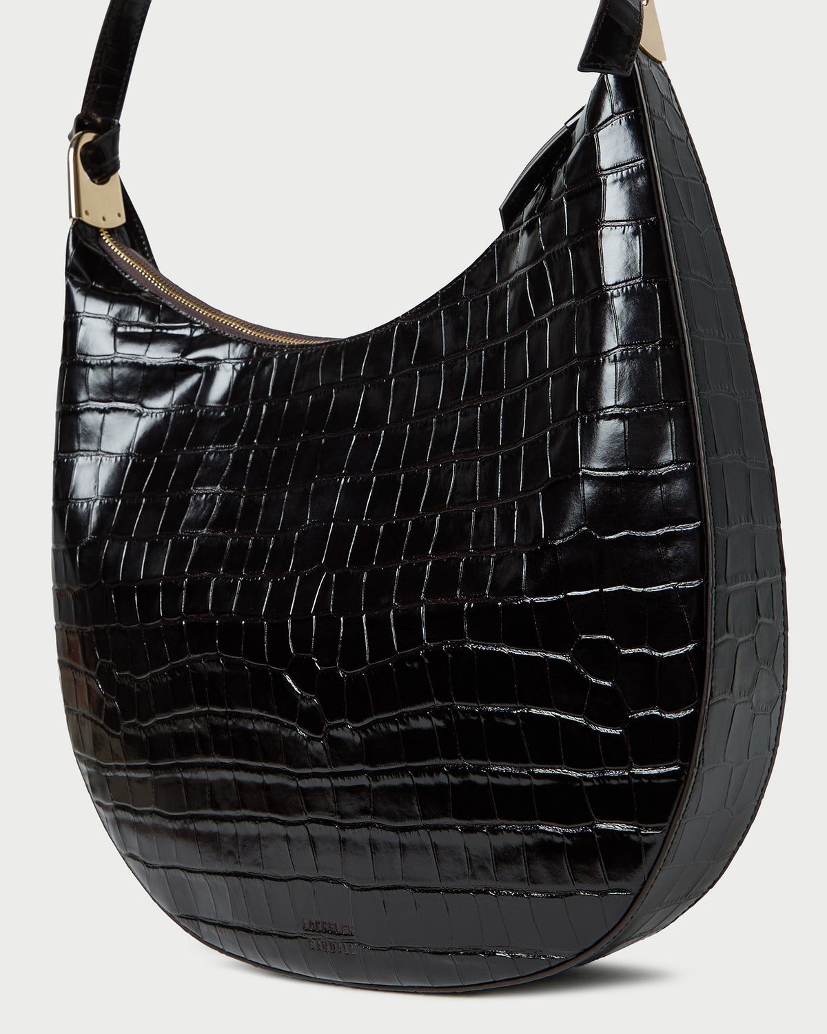 Morgan Crocodile Leather Shoulder Bag in crocodile black leather.