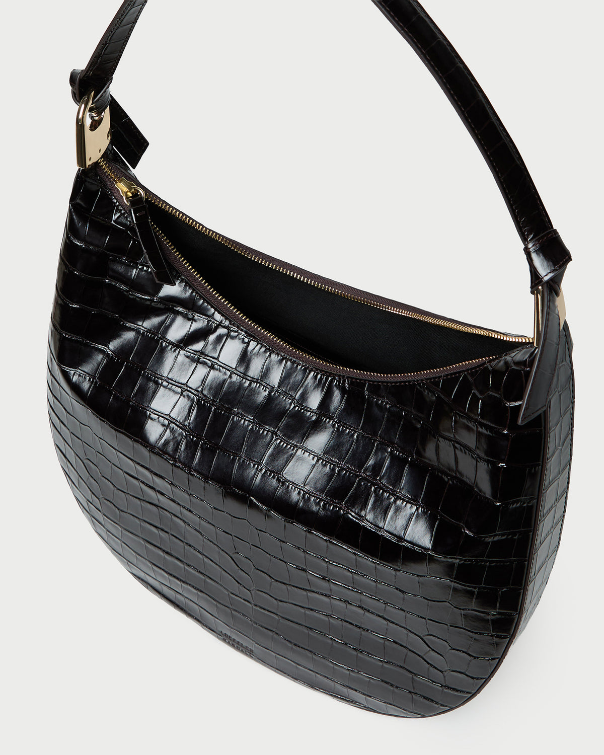 Morgan Crocodile Leather Shoulder Bag in crocodile black leather.