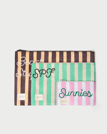 Murphy Embroidered Stripe Pouch Set