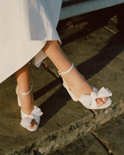 Camellia White Pleated Bow Heel - Loeffler Randall