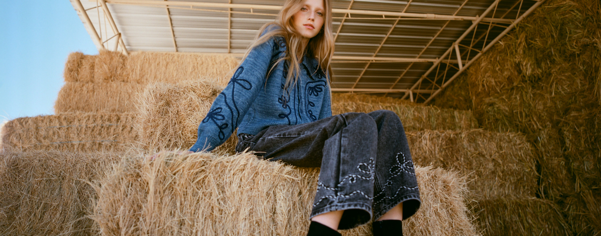 Diaz Sweater in navy wool, Magnolia Denim Pant in washed black denim, and Siya Black Suede Ankle Boot - Loeffler Randall
