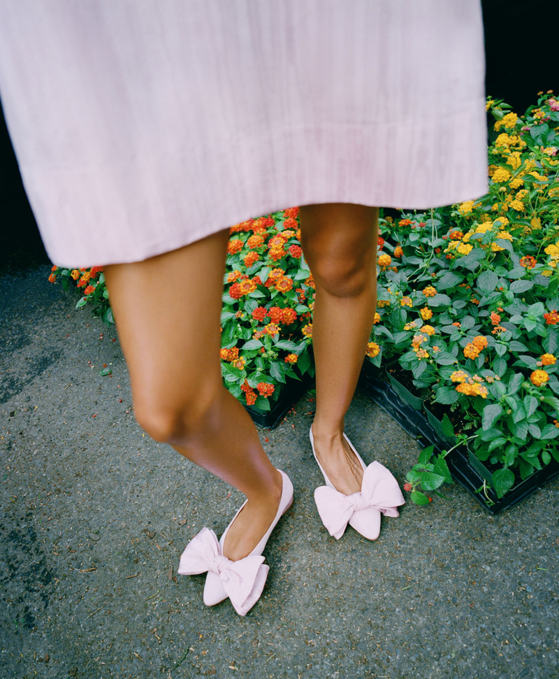 Noa Pink Moiré Bow Flat and Willy Mini Dress in pink moiré - Loeffler Randall