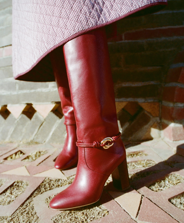 Goldy Wine/Gold Leather Tall Boot - Loeffler Randall