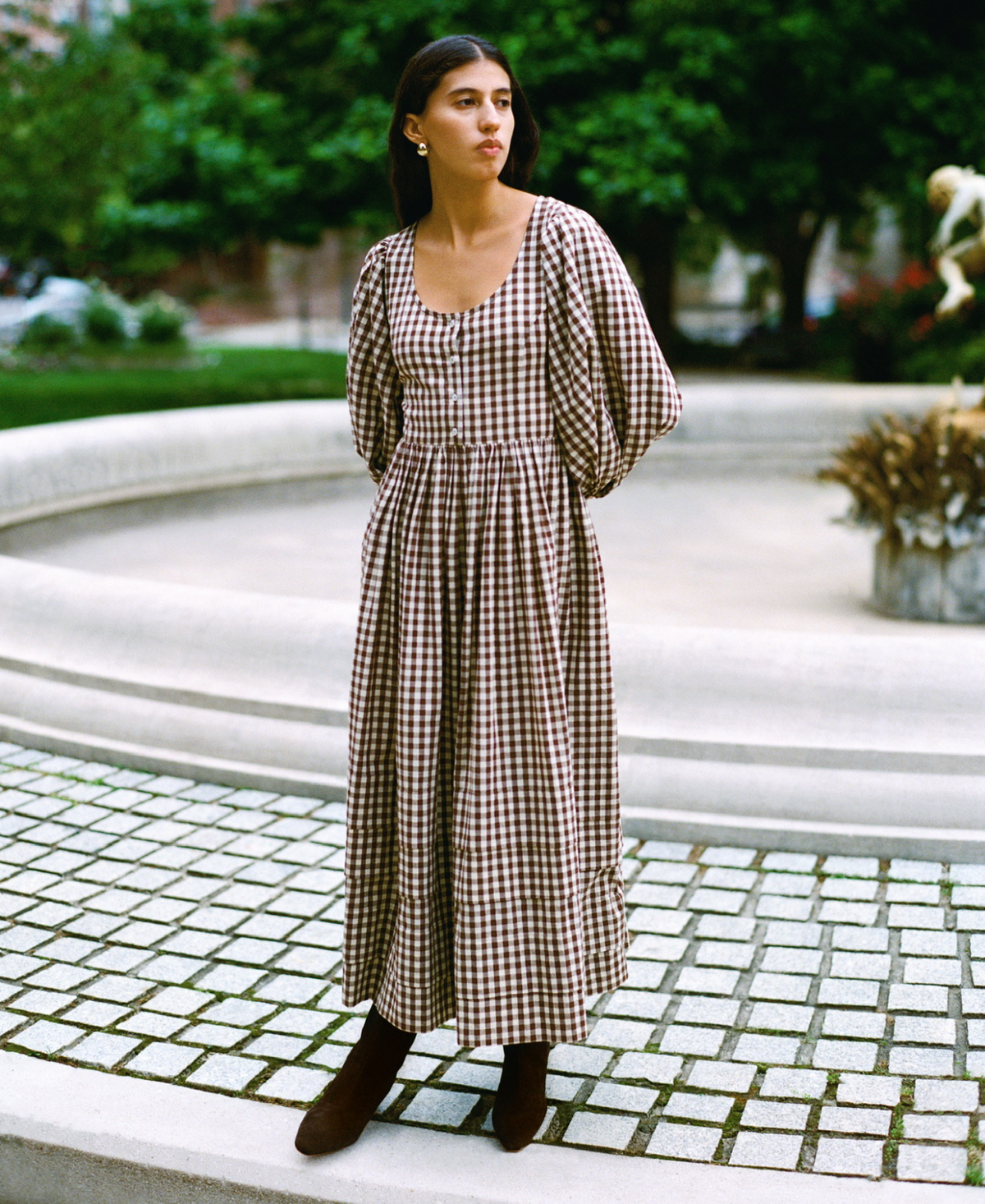 Diane Dress in brown gingham cotton - Loeffler Randall
