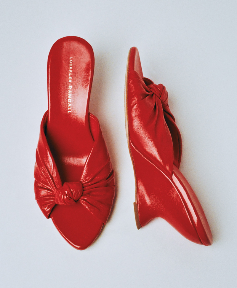 Marsy Red Leather Knot Wedge - Loeffler Randall