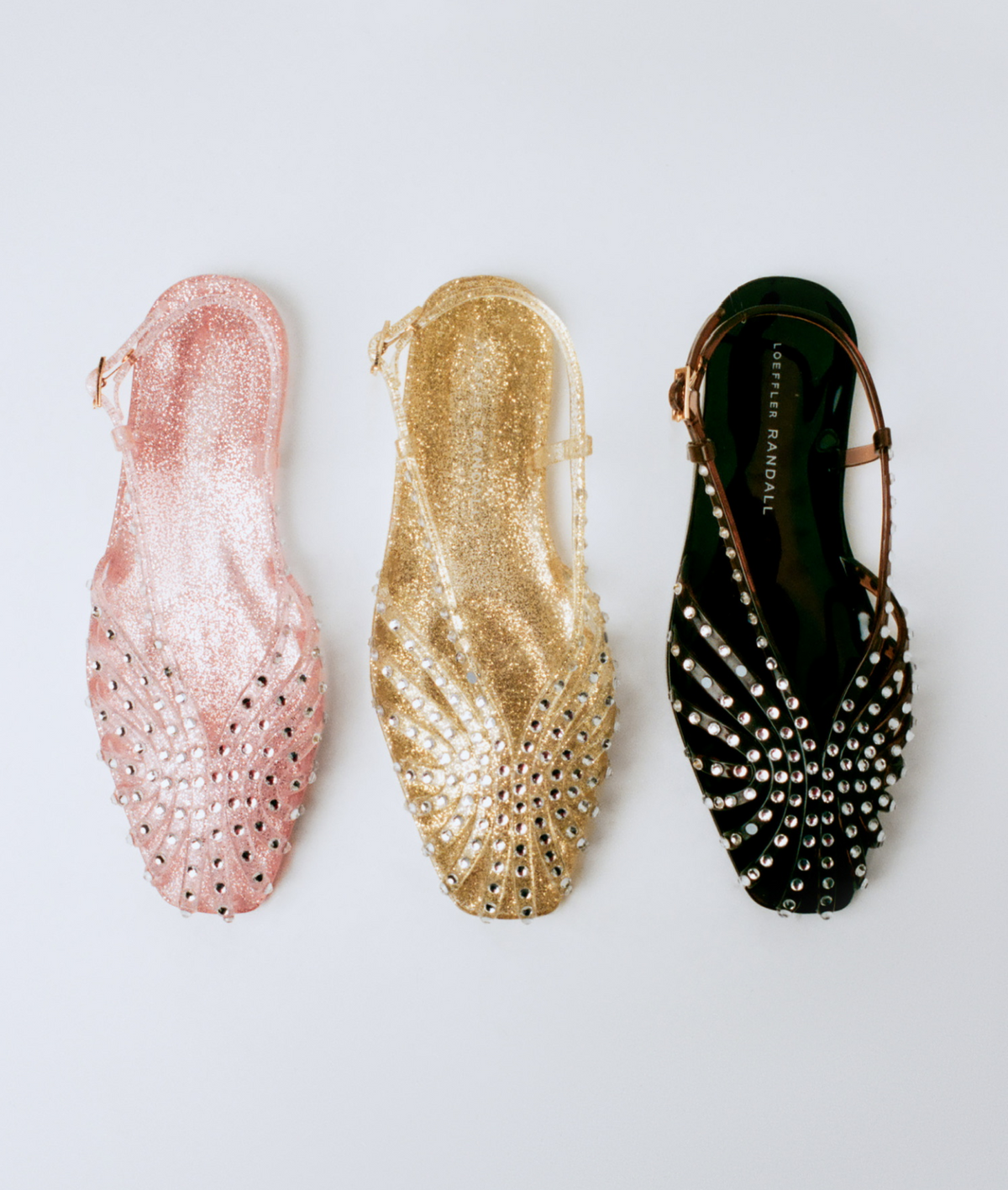 Devon Pink Jelly Slingback Sandal, Devon Champagne Jelly Slingback Sandal, and Devon Brown Jelly Slingback Sandal - Loeffler Randall
