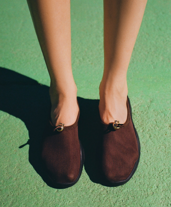 Raina Dark Brown Mesh Flat - Loeffler Randall