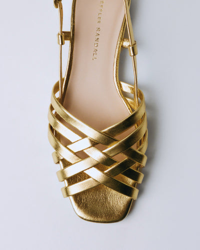 Shelly Gold Leather Flat Sandal - Loeffler Randall