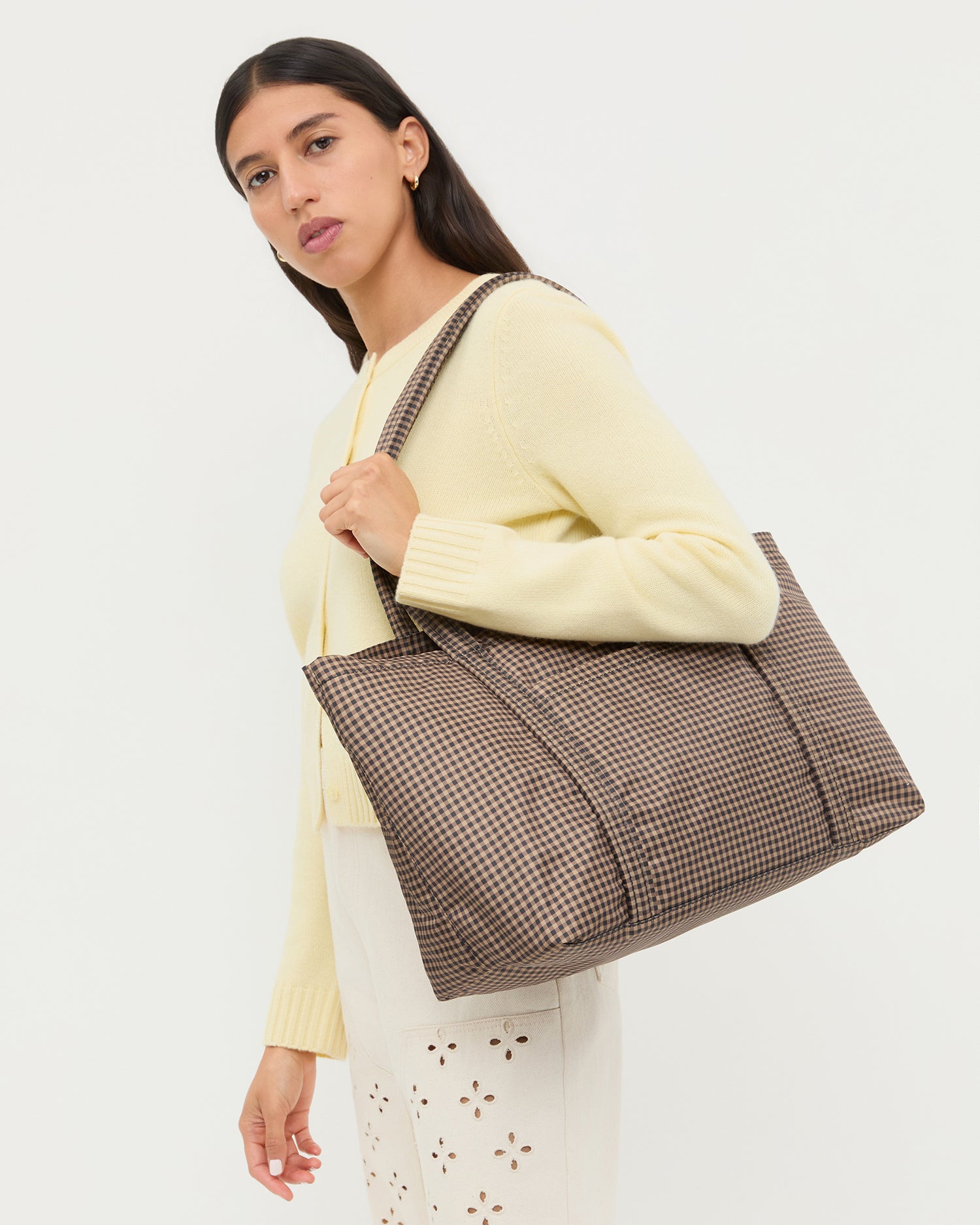 Mira Brown/Black Check Everyday Tote | Totes | Handbags