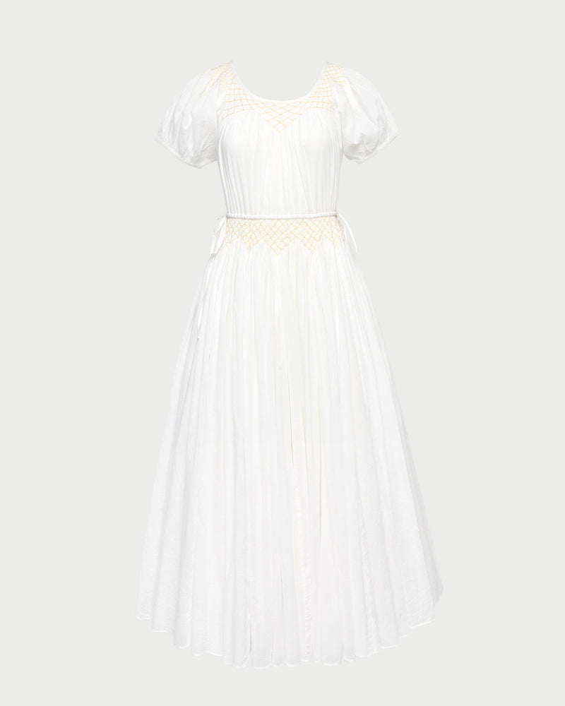 Nadya Dress in cream cotton.