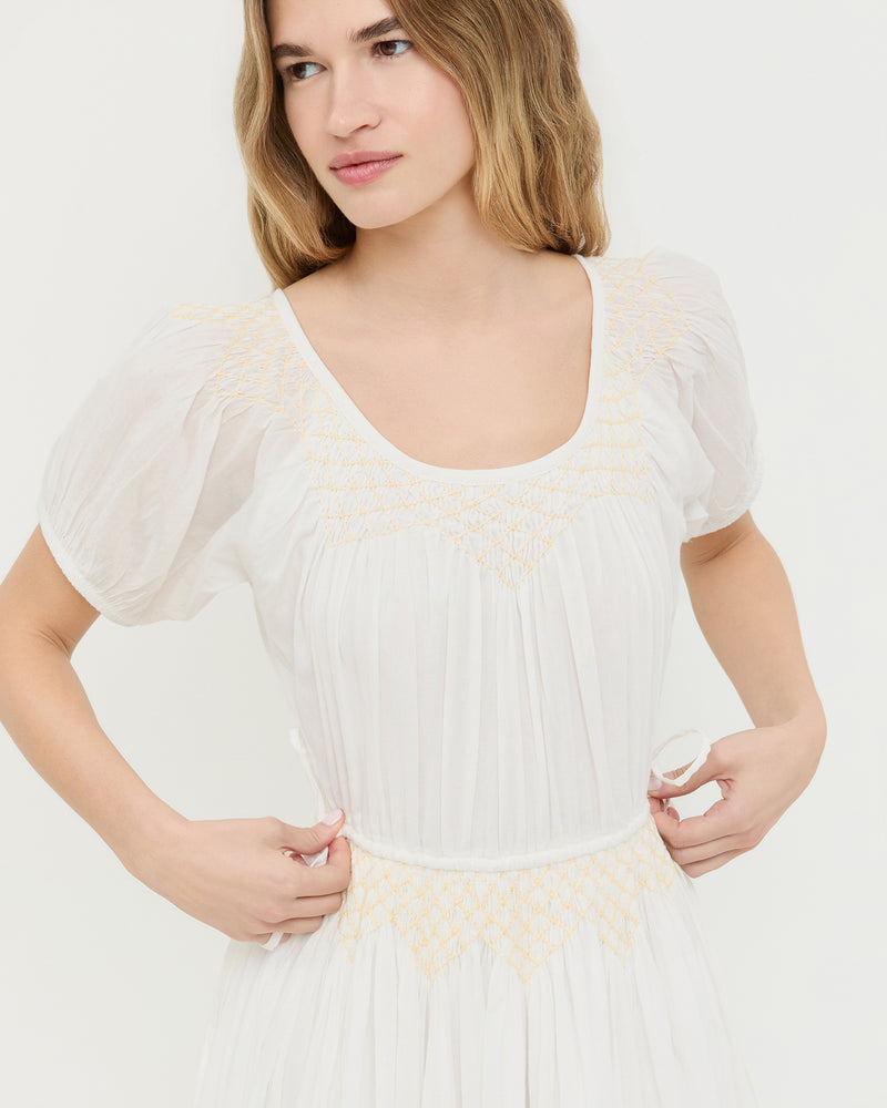 Nadya Dress in cream cotton.