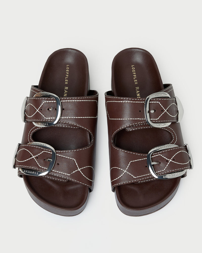 Nico Espresso Two-Band Platform Sandal in espresso brown leather.