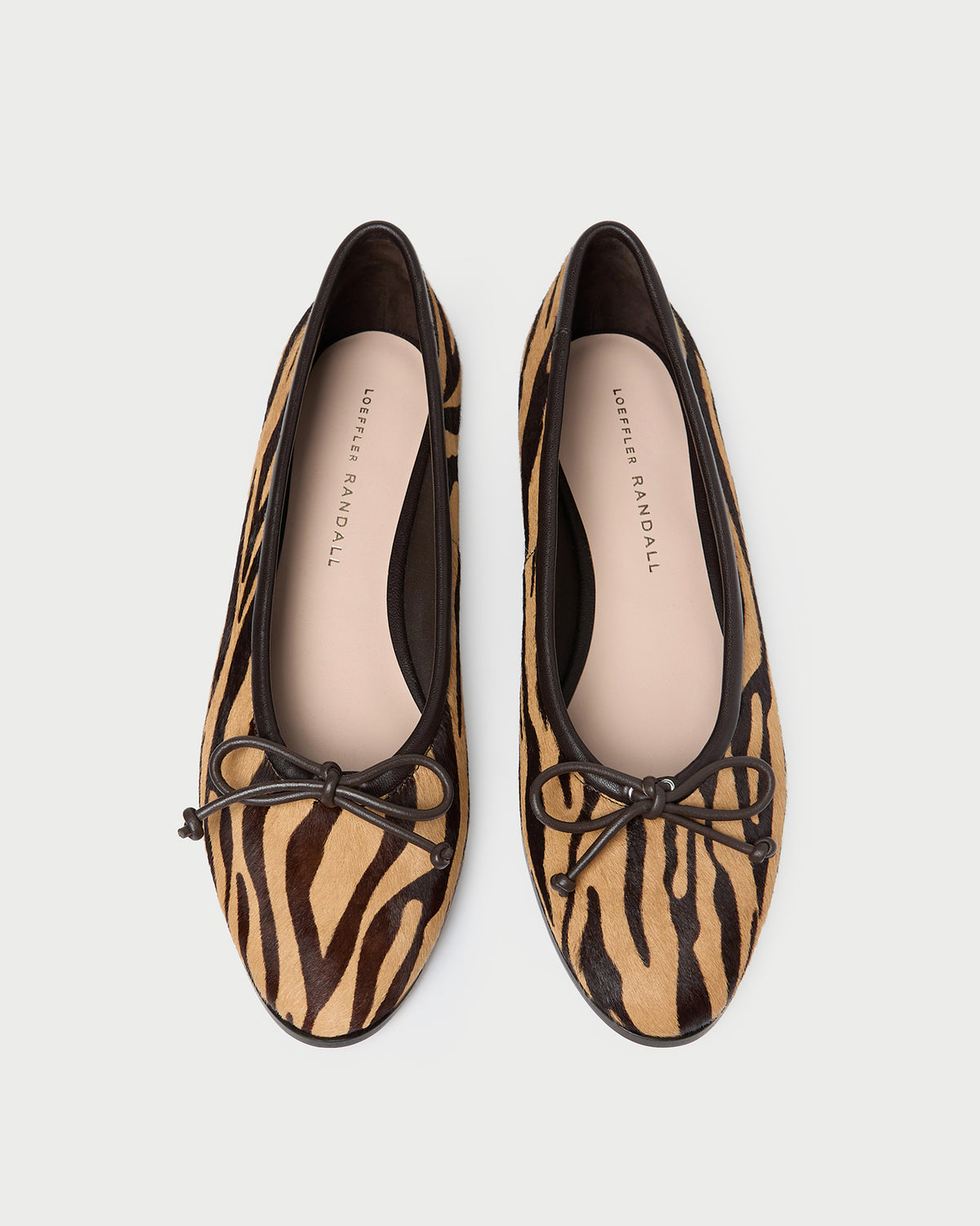 Noelle Zebra Ballet Flat in zebra calf hair.