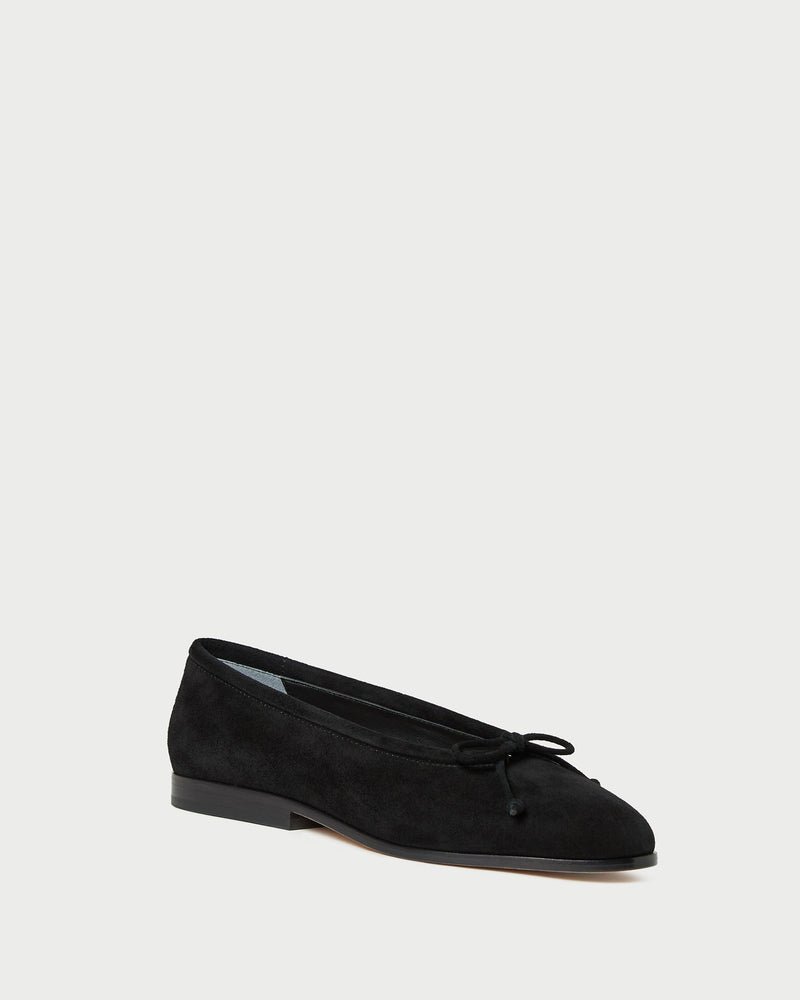 Noelle Black Suede Ballet Flat in black suede.