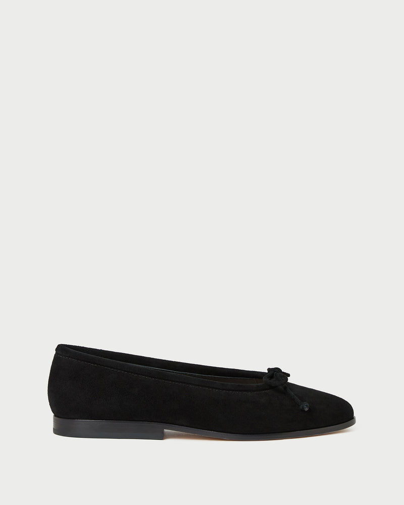 Noelle Black Suede Ballet Flat in black suede.